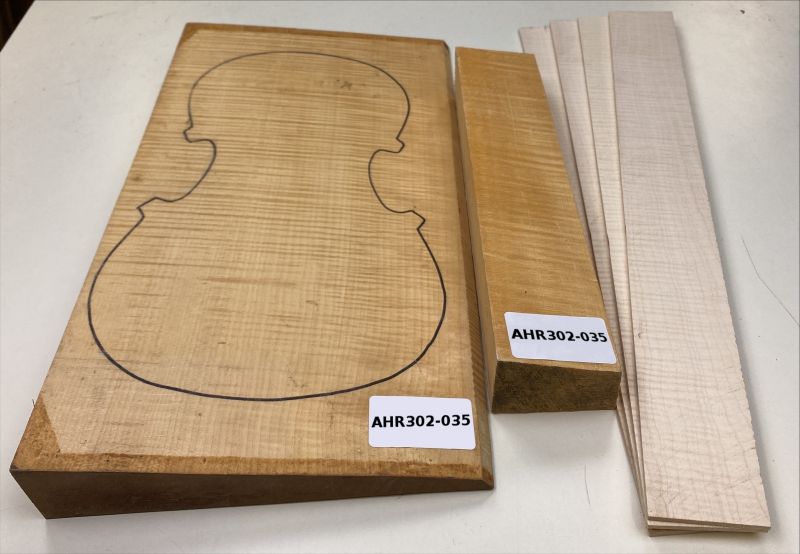 Satz B+Z+H Riegelahorn Violine, 1-tlg. Boden Einzelstück #035